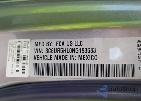 2022 Ram 2500 Tradesman 4X4 8' Box z USA, uszkodzony, nr VIN 3C6UR5HL0NG193683